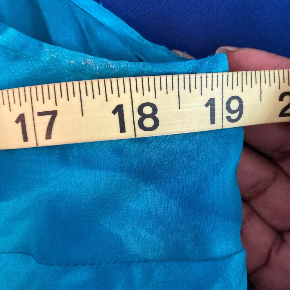 Tess Dress Womens Sz 10 Teal Blue 100% Silk Tie Neck Chiffon Layer Midi - Picture 3 of 6